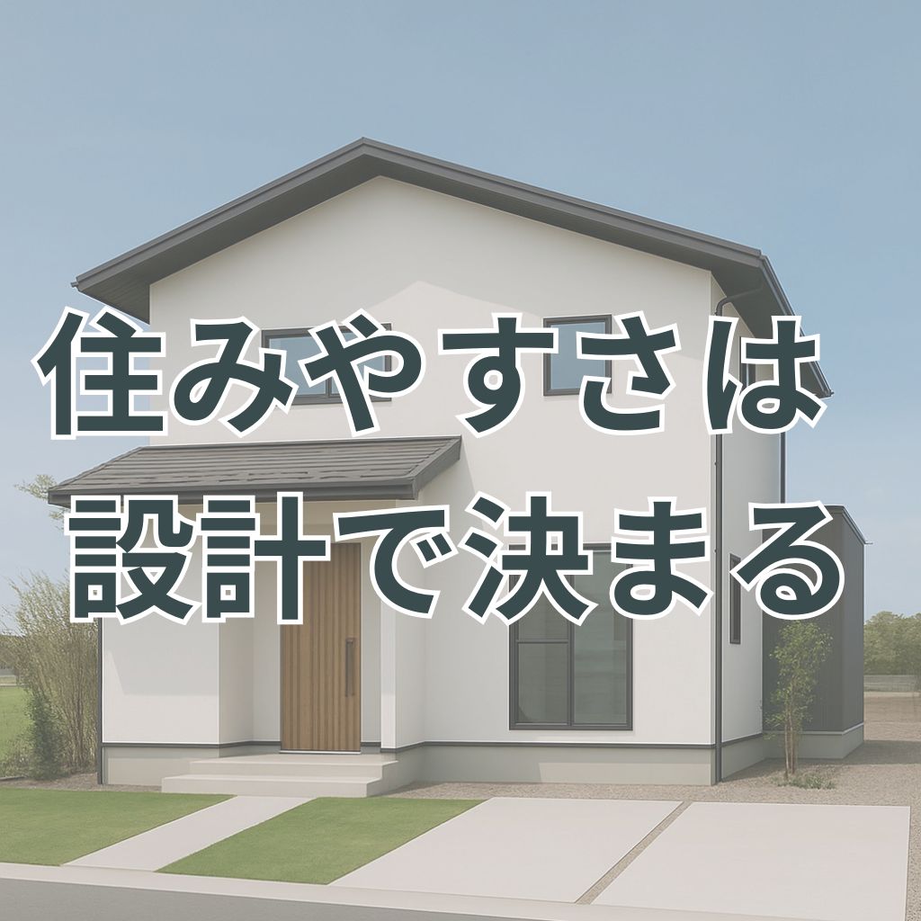 白いシンプルな外観の住宅が青空の下に建ち、植栽とアプローチが整えられた落ち着いた風景