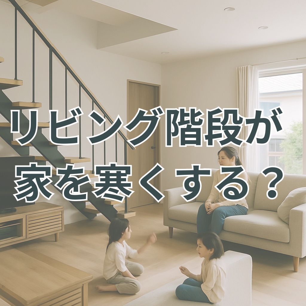 ナチュラルな木質のリビングに開放的な階段が設置され、家族がくつろぐ姿が見える風景