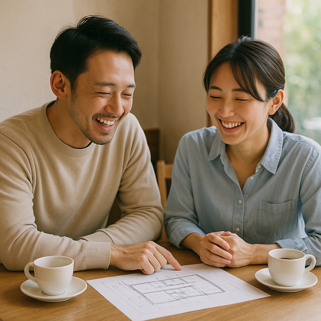 不安そうに話し込んでいた夫婦が、設計資料を前にふっと表情がほころぶ瞬間